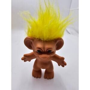Vintage Wishnik Troll Doll By Uneeda Doll Company Yellow Hair 8” Tall